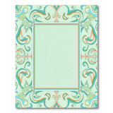 Blue and Teal Ornate Teal Floral Frame Area Rug