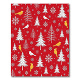 Festive Red Pine Trees Birds Snowflakes Area Rug