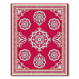 Red Traditional Persian Rug with White Floral Motifs