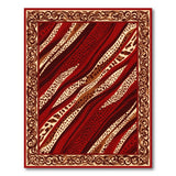 Red Abstract Wave Abstract Area Rug