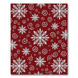 Red Snowflakes Swirls Area Rug
