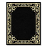 Gold and Silver Ornate Gold Frame Black Area Rug