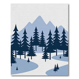 Navy Pine Forest Snowy Peaks Area Rug