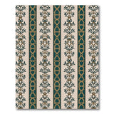 Teal Gold Damask Floral Stripe Area Rug