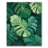 Lush Green Lush Monstera Leaves Green Area Rug