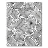 Black White Tropical Leaf Hibiscus Area Rug