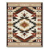 Washable Southwestern Aztec Low Pile Area Rug - Rust & Beige