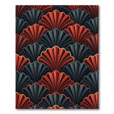 Red Black Scallop Geometric Area Rug