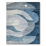 Abstract Blue Waves Area Rug