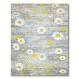 Grey Daisy Floral Rug with Yellow Accents