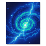 Cosmic Teal Lightning Vortex Area Rug