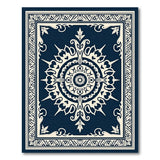 Navy Blue Ornate Persian Mandala Rug