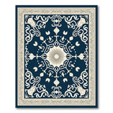 Navy Blue Traditional Persian Area Rug with Floral Medallion