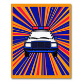 Vibrant Police Car Siren Burst Area Rug