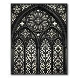 Gothic Rose Window Black White Area Rug
