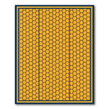 Yellow Honeycomb Hexagon Area Rug with Navy Border