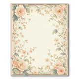 Vintage Pink Peony Blossom Border Area Rug