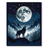 Wolf Howling at Full Moon Mountain Rug