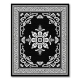 Traditional Persian Elegant Black White Persian Medallion Rug