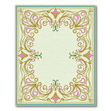 Ornate Pink Gold Floral Frame Area Rug