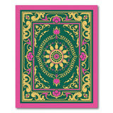 Emerald Green Persian Mandala Rug with Pink Accents