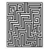 Geometric Modern Black White Labyrinth Maze Area Rug