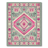 Teal Pink Geometric Southwestern Area Rug