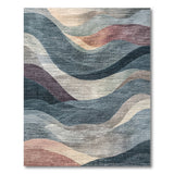 Abstract Blue Teal Wave Abstract Area Rug