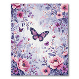 Purple Peony Butterfly Floral Area Rug