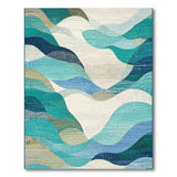 Blue and Teal Teal Blue Abstract Ocean Wave Area Rug