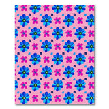Whimsical Pink Blue Floral Pattern Area Rug