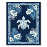 Navy Sea Turtle Hibiscus Palm Area Rug