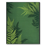 Green Vintage Fern Silhouette Green Area Rug