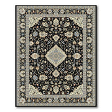 Black and White Black Ivory Traditional Persian Area Rug