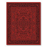 Ornate Red Persian Area Rug with Black Intricate Borders