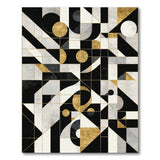 Gold and Silver Black Gold Geometric Abstract Area Rug