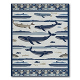 Navy Whale Ocean Coastal Area Rug