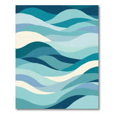 Wave Blue and Teal Blue Wave Coastal Area Rug