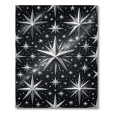 Shimmering Silver Stars Black Area Rug