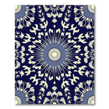 Navy Blue Radiant Floral Mandala Rug