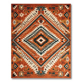 Terracotta Orange Terracotta Geometric Southwestern Area Rug