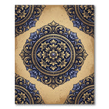 Vintage Ornate Gold Blue Medallion Area Rug