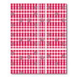 Red Gingham Checkered Area Rug with Floral Motifs