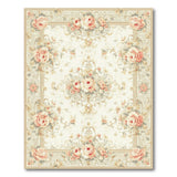 Vintage Blush Rose Floral Area Rug