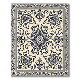Beige and Neutral Ornate Black Floral Persian Area Rug