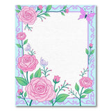 Vintage Pink Roses Butterfly Floral Border Rug