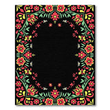 Vibrant Red Floral Border Area Rug
