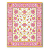Pink Floral Persian Area Rug with Gold Accents