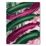 Vibrant Green Purple Brushstroke Abstract Area Rug