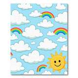 Rainbow Clouds Smiling Sun Kids Cartoon Rug